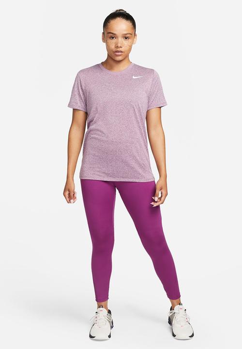 Nike - W nk df tee rlgd lbr - viotech/pure/htr/white