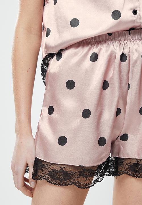 Trendyol - Polka dot patterned pajamas set - powder pink