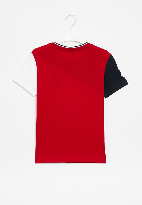 POLO - Boys colour blocked tee - red