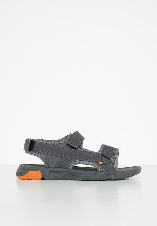 Tom Tom - Boys velcro strap sandal - grey & orange