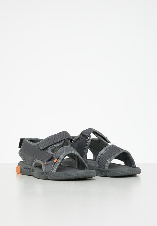 Tom Tom - Boys velcro strap sandal - grey & orange