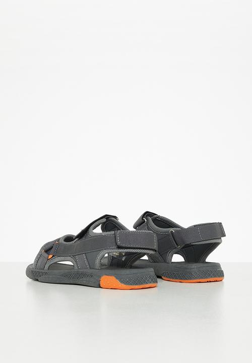 Tom Tom - Boys velcro strap sandal - grey & orange