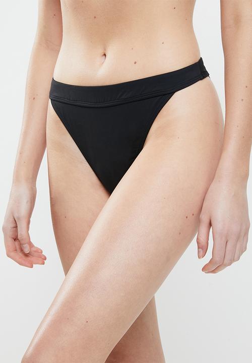 Cotton On - Banded highwaisted brazilian bikini bottom - black
