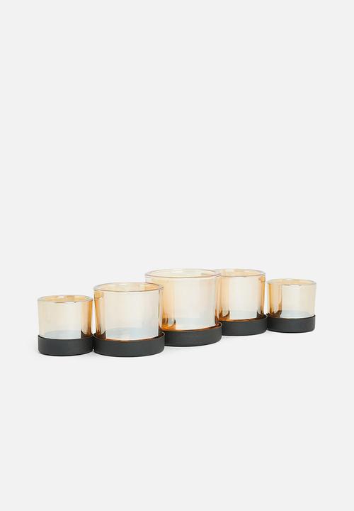 H&S - Tealight holder 5 pcs - brown