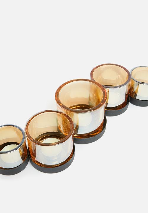 H&S - Tealight holder 5 pcs - brown