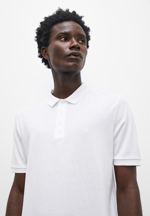 Superbalist - Pique slim fit golfer - white