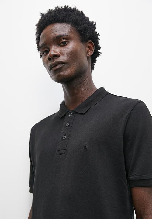 Superbalist - Pique slim fit golfer - black