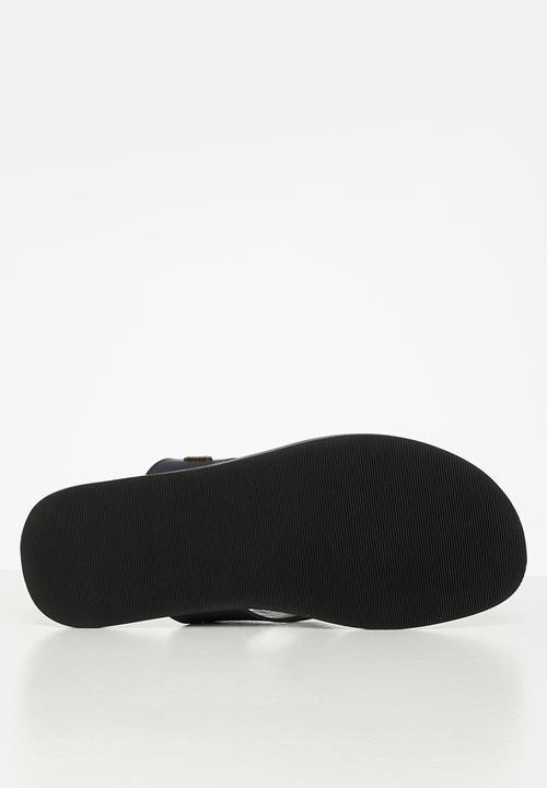 POLO - Raffia leather slip on sandal - navy