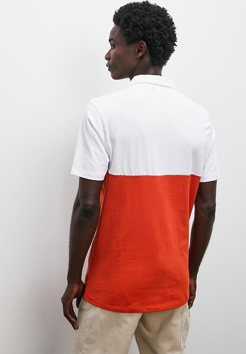 Superbalist - Colourblock sj regular golfer - white & tangerine