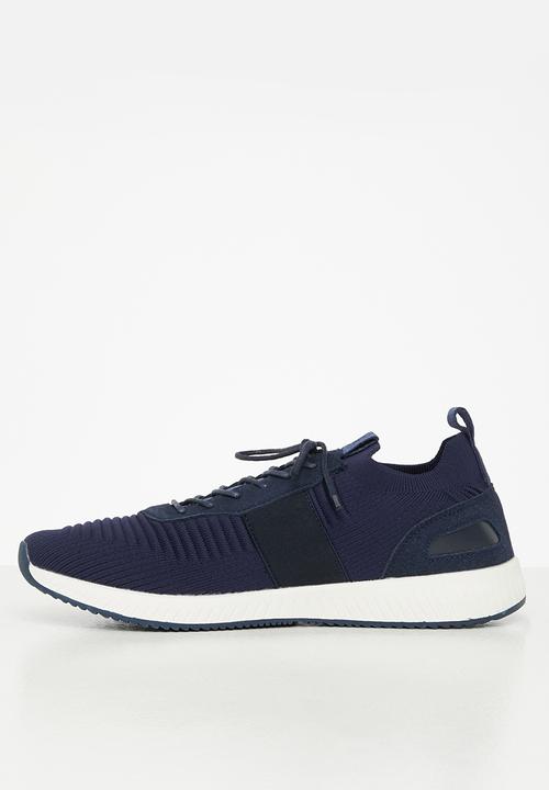 POLO - Side flash knit sneaker - navy