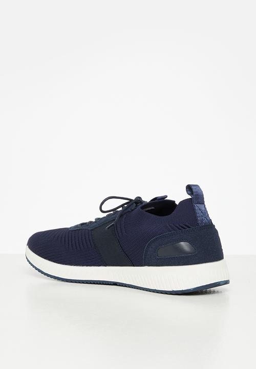 POLO - Side flash knit sneaker - navy