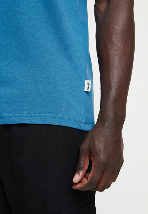 Wrangler - Boxed logo t - river turq