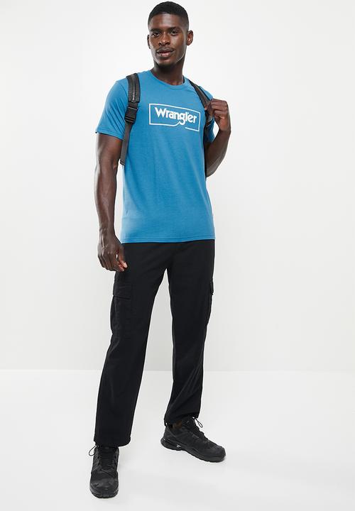 Wrangler - Boxed logo t - river turq