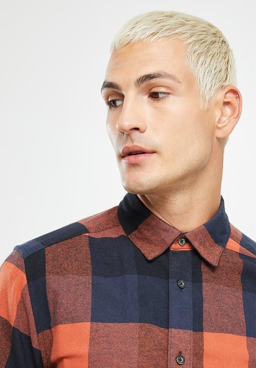 Only & Sons - Onsgudmund ls 3t check shirt - orange & navy