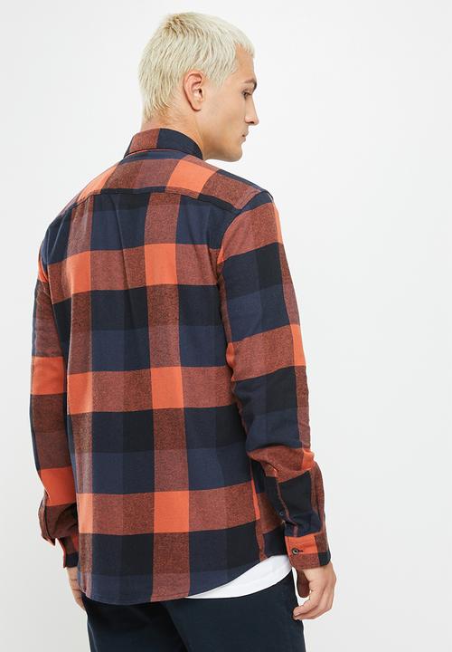 Only & Sons - Onsgudmund ls 3t check shirt - orange & navy