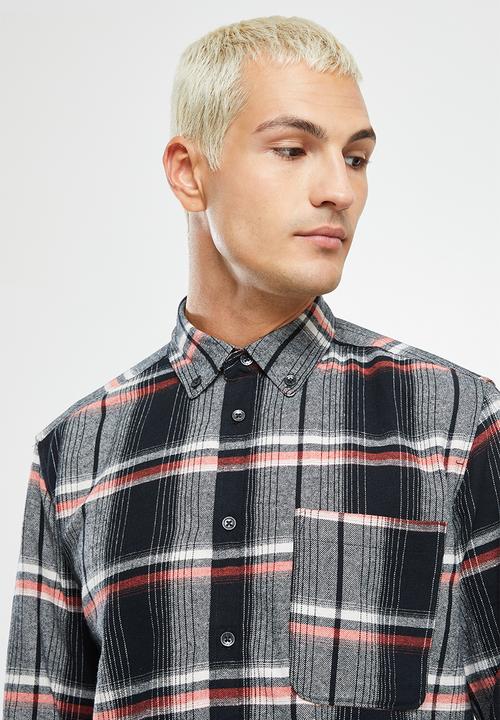 Only & Sons - Onstam long sleeve check flannel shirt - black