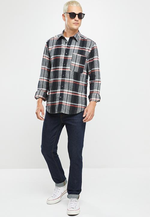 Only & Sons - Onstam long sleeve check flannel shirt - black