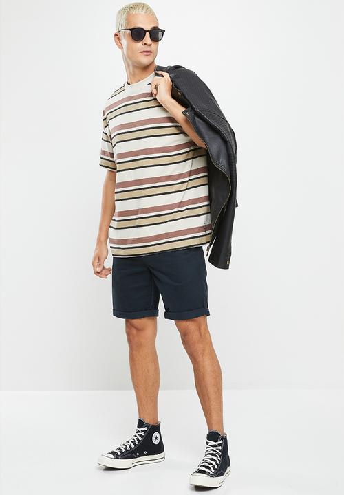 Only & Sons - Onsfred rlx printed stripe ss 3128 tee - silver lining