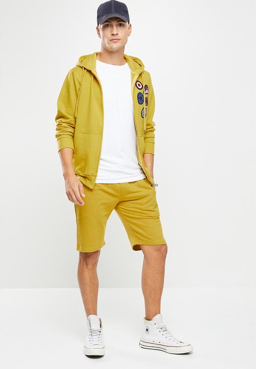 Ben Sherman - Emb badge zip thru hoodie - dijon