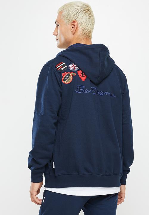 Ben Sherman - Emb badge zip thru hoodie - navy