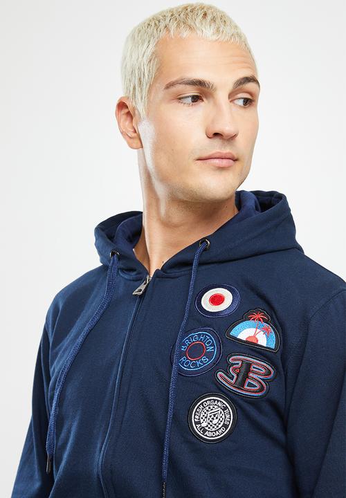 Ben Sherman - Emb badge zip thru hoodie - navy