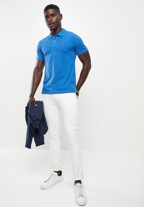 POLO - Men classic pique ss golfer - blue