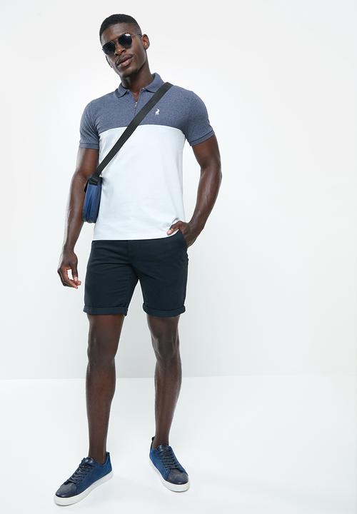 POLO - Men colour blocked golfer - blue melange
