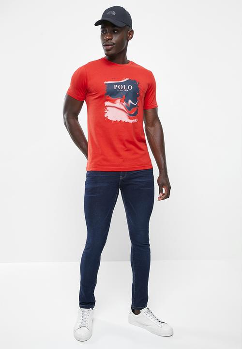 POLO - Men block graphic tee - red