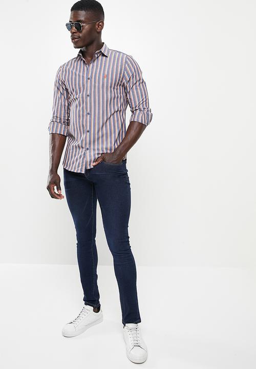POLO - Men stripe shirt - navy