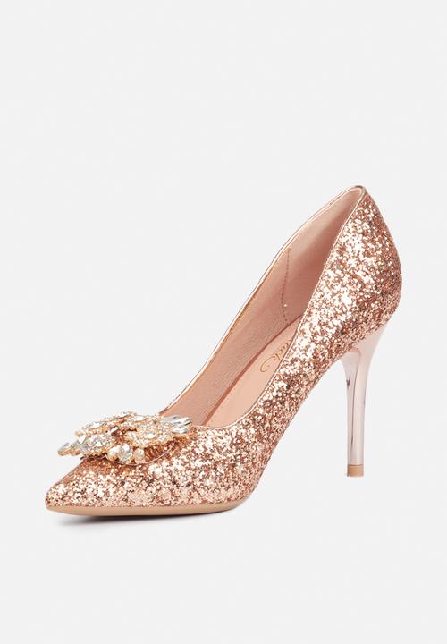 Miss Black - Crystal1 court heel - rose gold