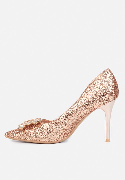 Miss Black - Crystal1 court heel - rose gold