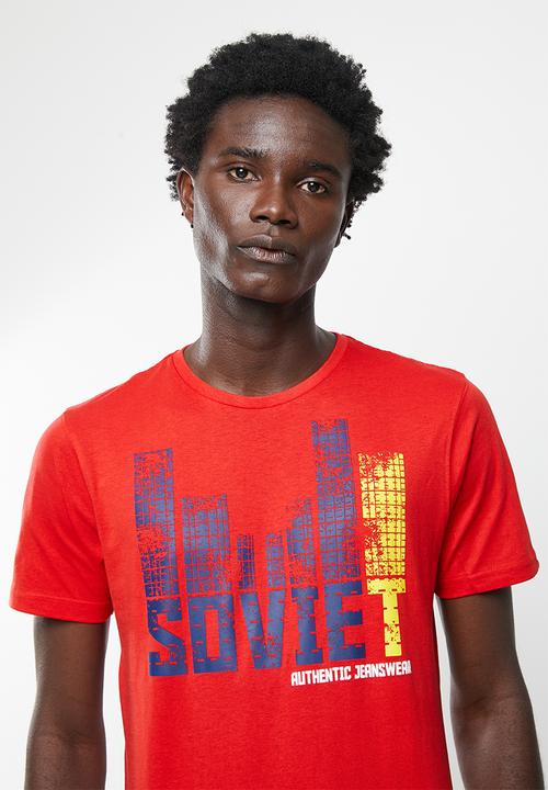 SOVIET - M marlow short sleeve logo tee - red