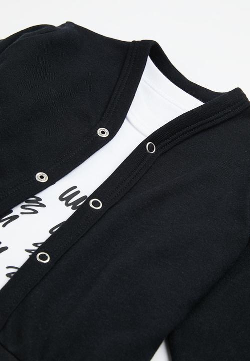 Little Lumps - 3 pack cardigan,shorts & T-shirt - black & white