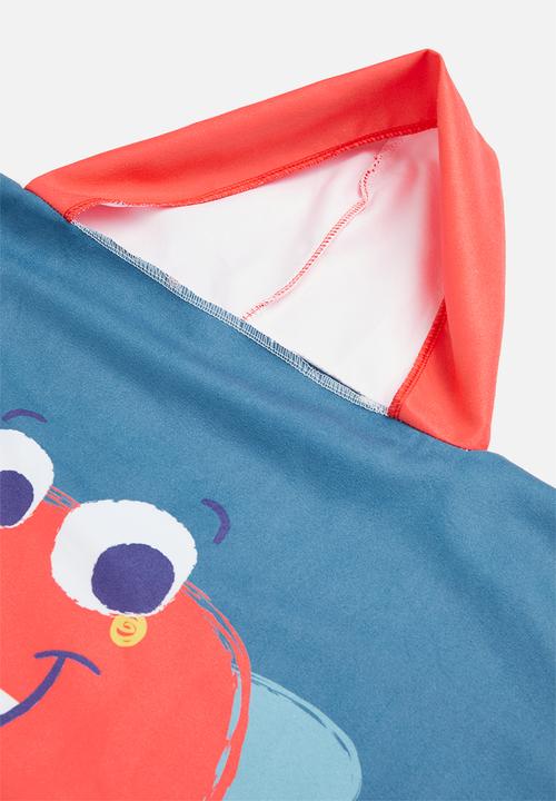 Pop Candy - Boys hooded dino towel - blue & red