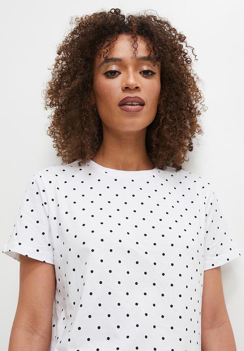 Superbalist - Basic crew easy fit aop - white & black polka