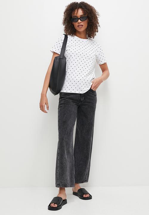 Superbalist - Basic crew easy fit aop - white & black polka