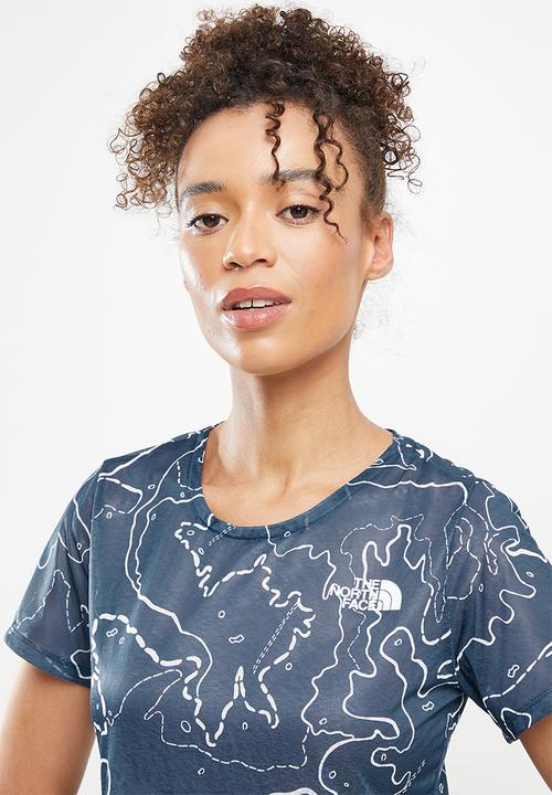 The North Face - W printed sunriser short sleeve shirt - shady blue valley topo print