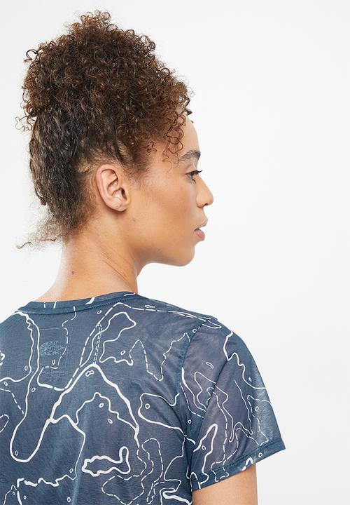 The North Face - W printed sunriser short sleeve shirt - shady blue valley topo print