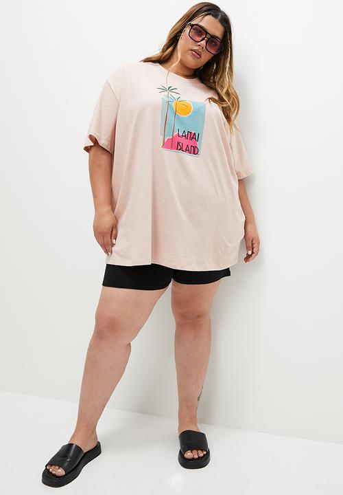 Blake - Oversized tee with print - stone1