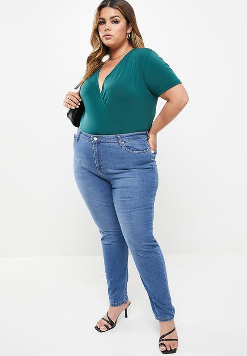 Trendyol - Plus wrap bodysuit - emerald green