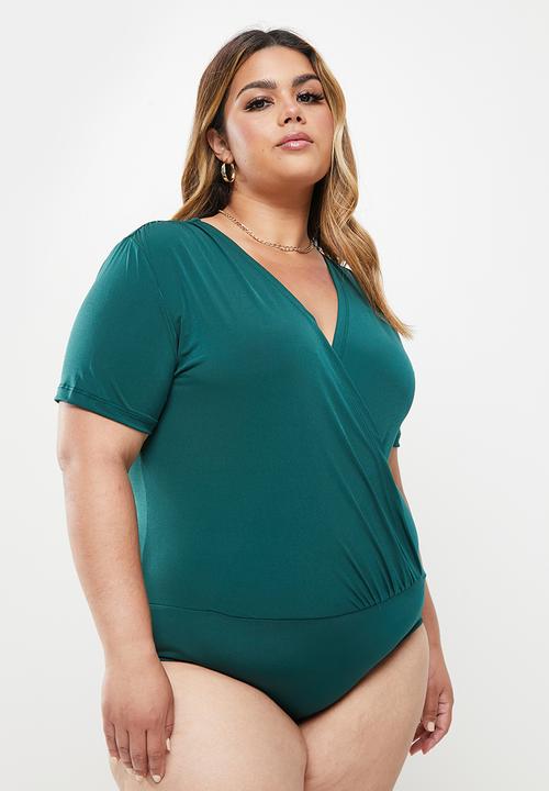 Trendyol - Plus wrap bodysuit - emerald green