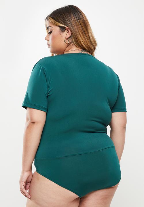 Trendyol - Plus wrap bodysuit - emerald green