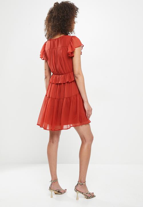 Vero Moda - Kayla short sleeve short dress - chilli oil