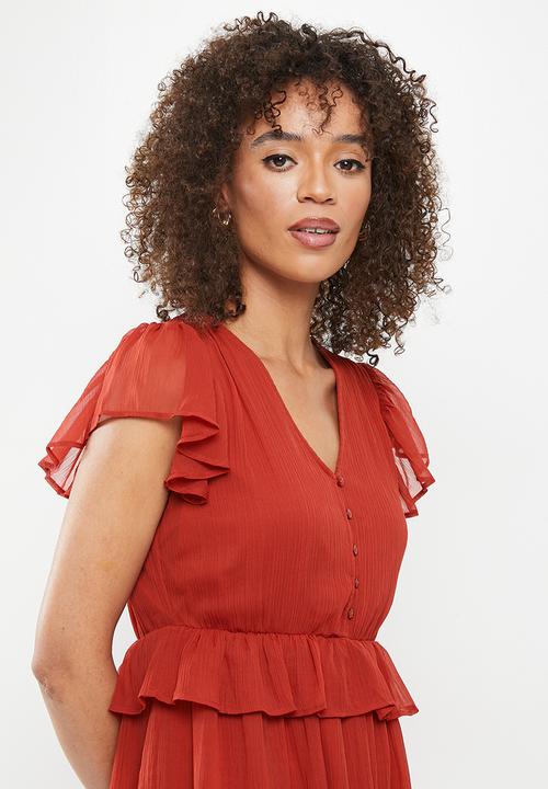 Vero Moda - Kayla short sleeve short dress - chilli oil
