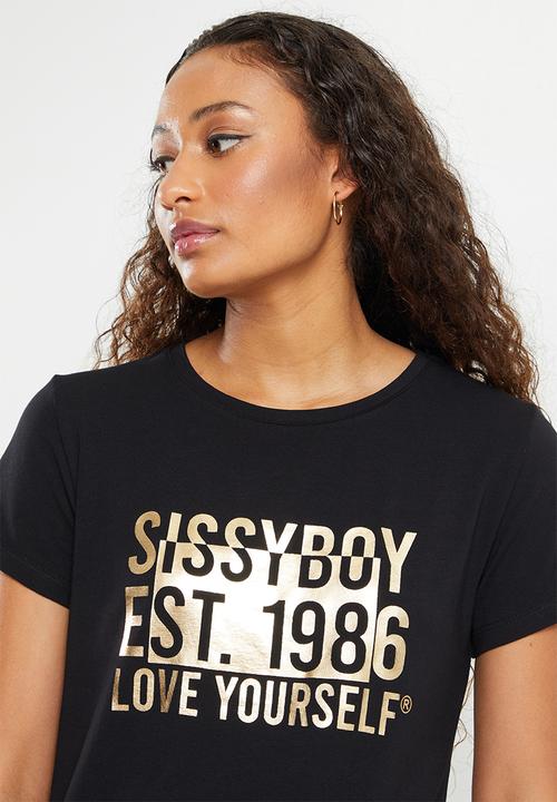 SISSY BOY - Regular fit printed logo tee - black