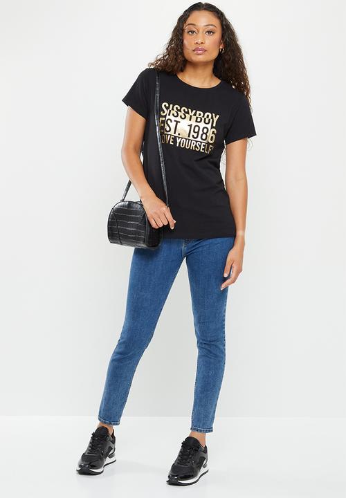 SISSY BOY - Regular fit printed logo tee - black