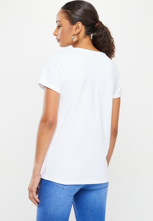 SISSY BOY - Regular fit logo with bling mixed logo - white