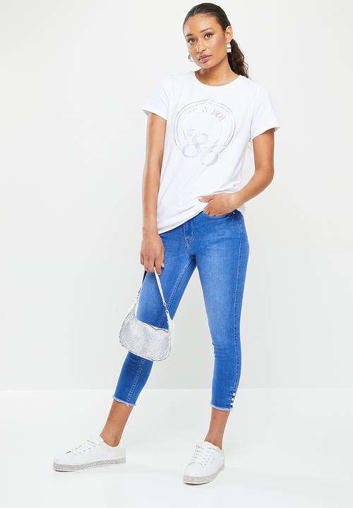 SISSY BOY - Regular fit logo with bling mixed logo - white