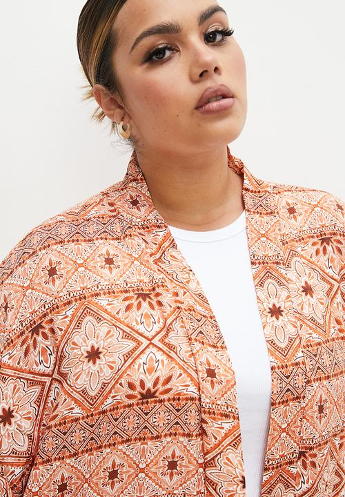 Superbalist - Longer length shacket - orange & white