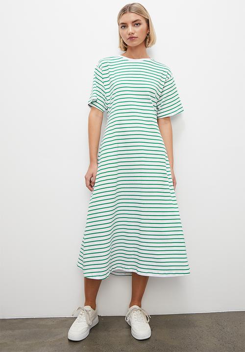 Superbalist - Open back knit dress midi - green stripe